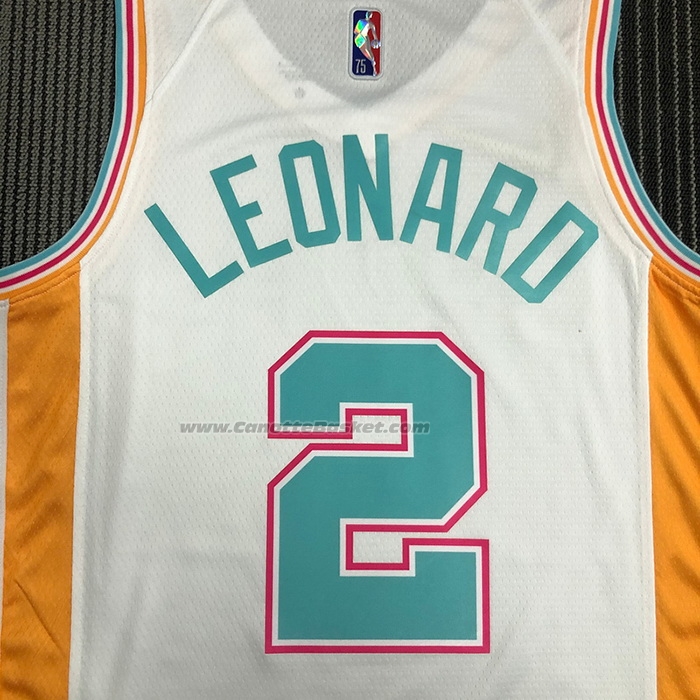 Maglia San Antonio Spurs Kawhi Leonard NO 2 Citta 2021-22 Bianco